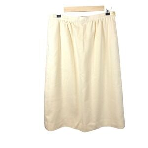 Pendleton Vintage 100% Virgin Wool Cream Midi Skirt Size 12 Made in USA